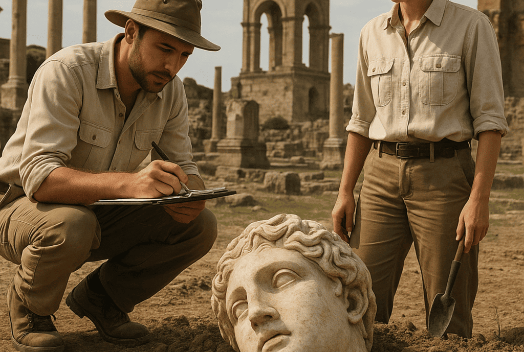 Le buste retrouvé à côté du Forum de Trajan daterait de la même période de construction, durant l’Antiquité, mais les archéologues ne savent quelle est son identité. © ChatGPT
